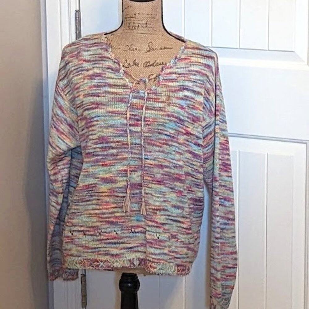 Tinu Vintage Boutique Brand 100% Lightweight Wool Pullover Sweater Women's Sz L
